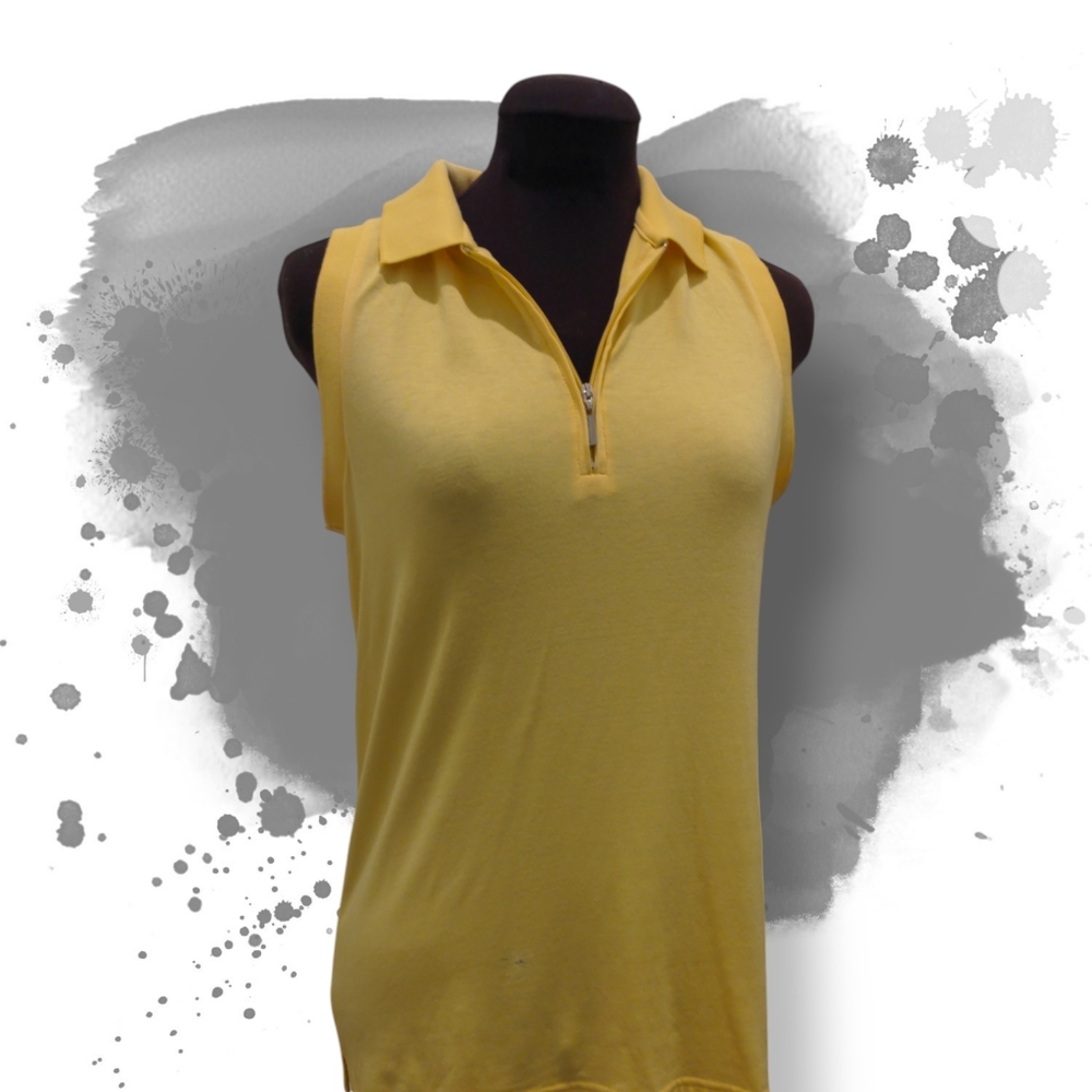Bugatchi Womens size L Sleeveless Woven Polo Shirt
